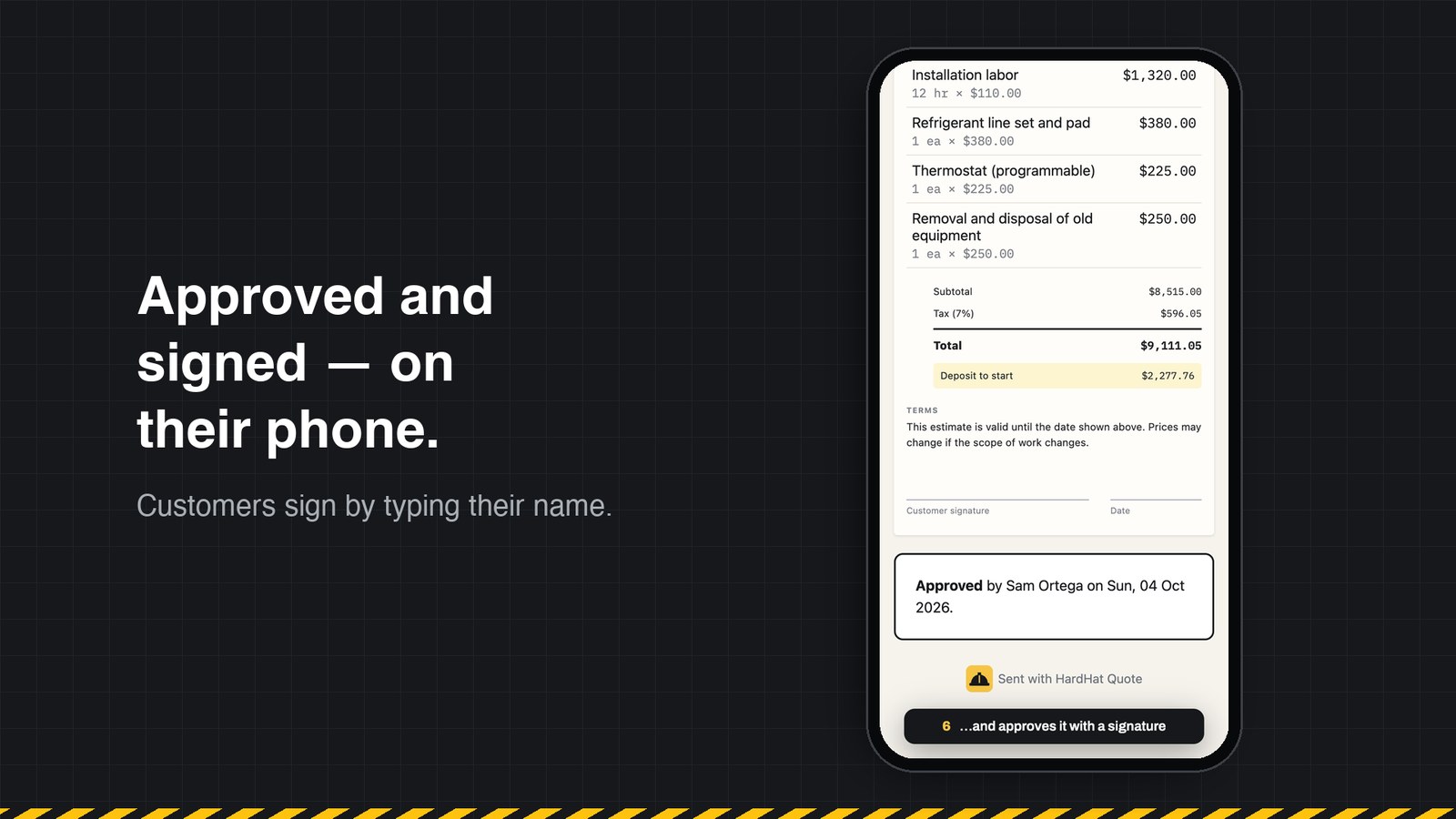 A customer viewing a document on a phone